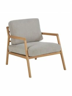 Westwing Collection Fauteuil lounge en bois Becky, larg. 73 x prof. 90 cm