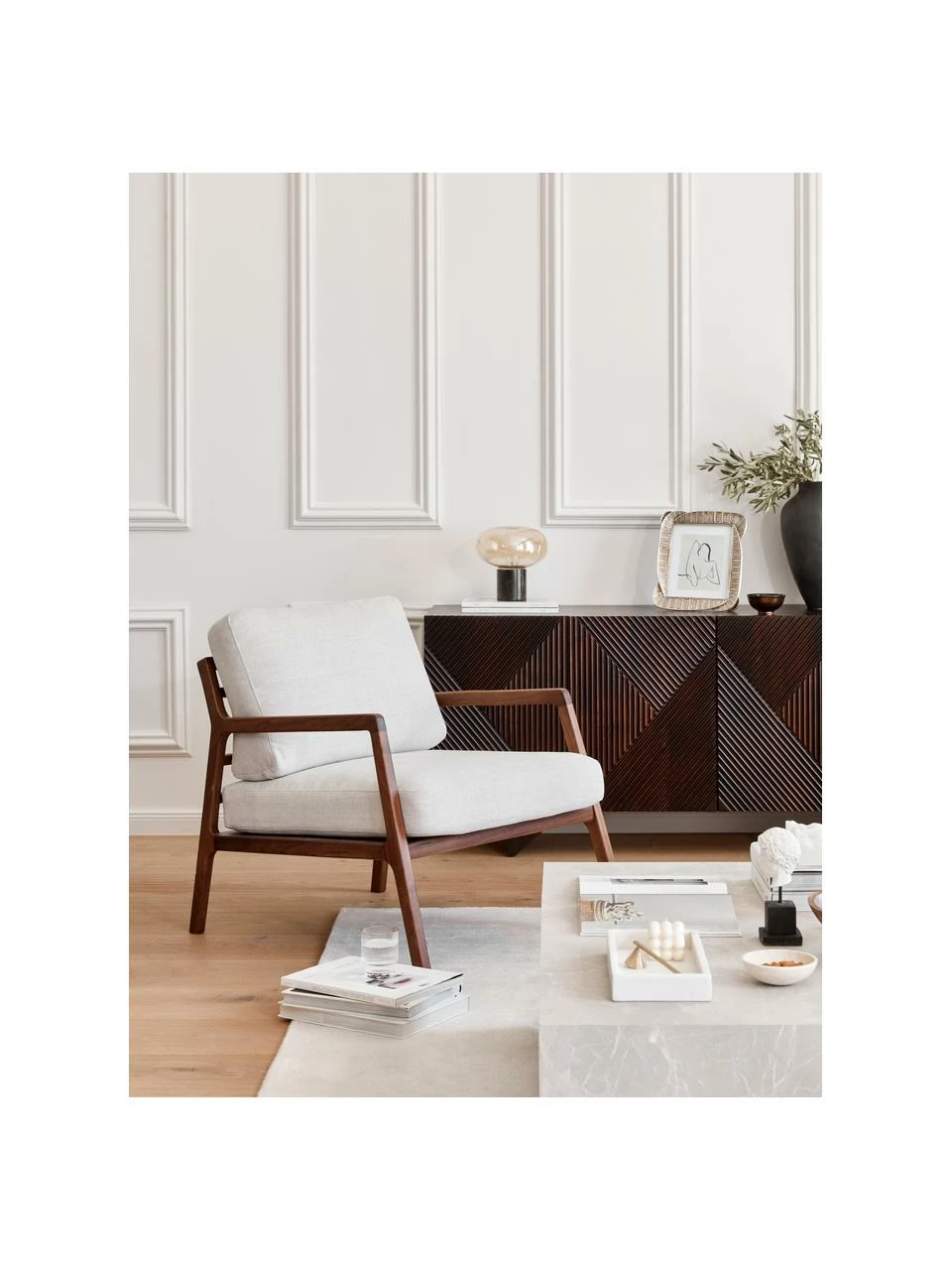 Westwing Collection Fauteuil lounge en bois Becky, larg. 73 x prof. 90 cmDisponibilité limitée – Image 2