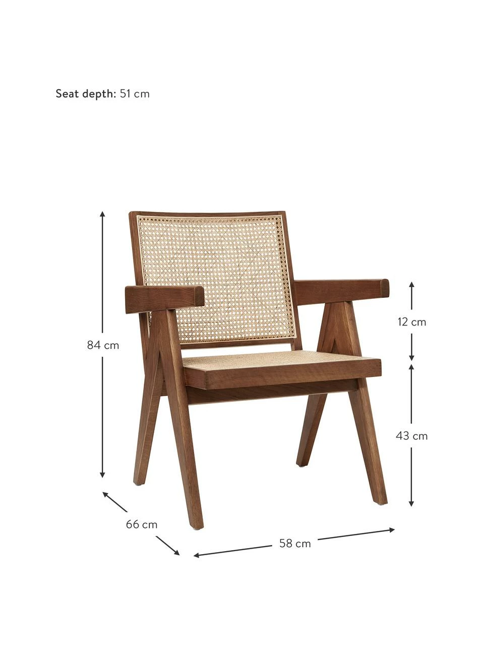 Westwing Collection Fauteuil lounge en cannage Sissi, larg. 58 x prof. 66 cm – Image 4