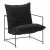 Westwing Collection Fauteuil lounge gris fonc&eacute; cadre en m&eacute;tal Wayne, larg. 69 x prof. 74 cm