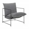 Westwing Collection Fauteuil lounge gris fonc&eacute; cadre en m&eacute;tal Wayne, larg. 69 x prof. 74 cm