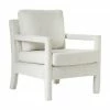 Westwing Collection Fauteuil lounge tissu boucl&eacute; blanc Claudette, larg. 65 x prof. 75 cm