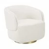 Westwing Collection Fauteuil pivotant tissu boucl&eacute; cr&egrave;me Irene, larg. 74 x prof. 70 cm