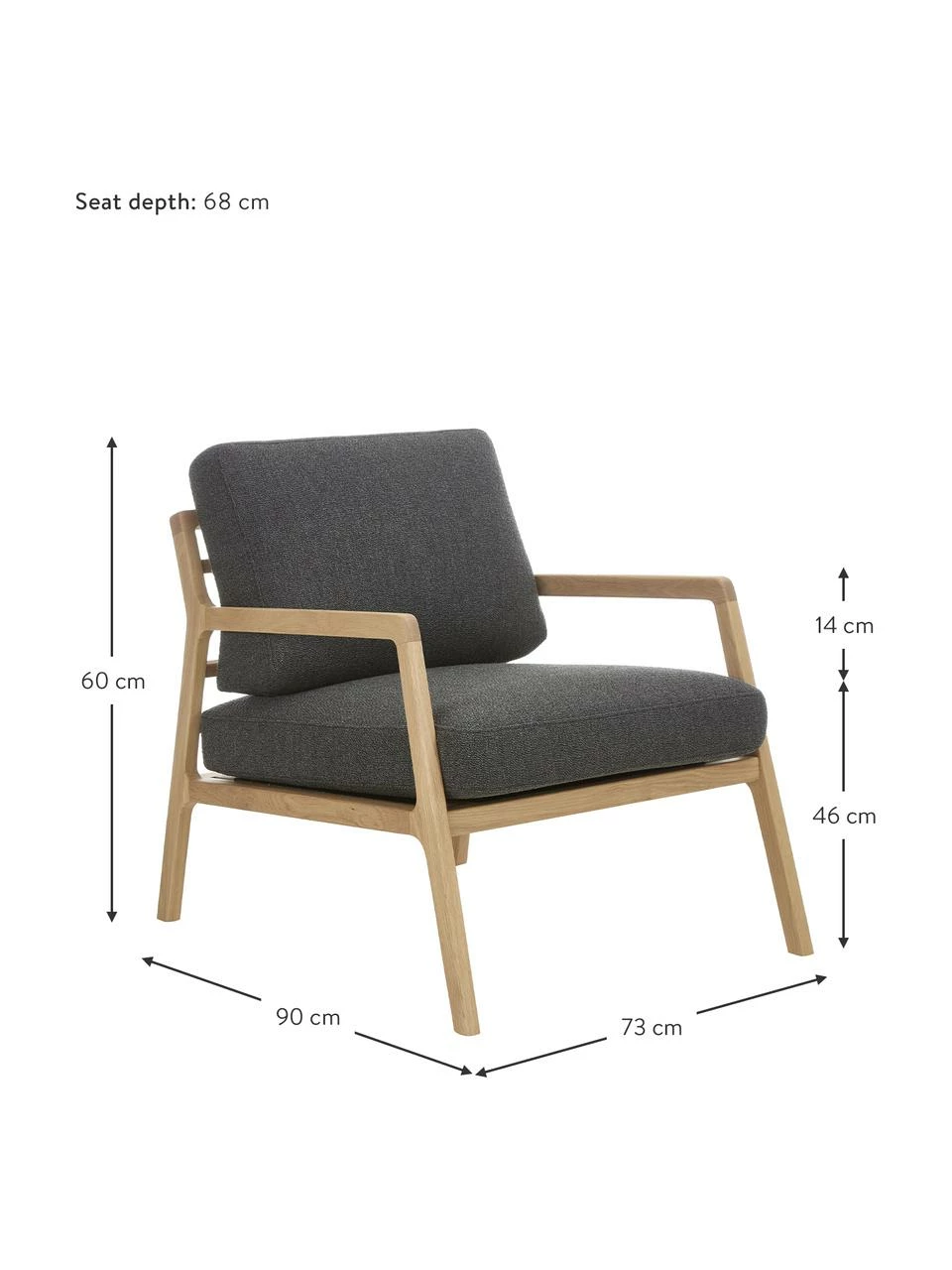 Westwing Collection Fauteuil scandi Becky, larg. 73 x haut. 71 cmDisponibilité limitée – Image 4