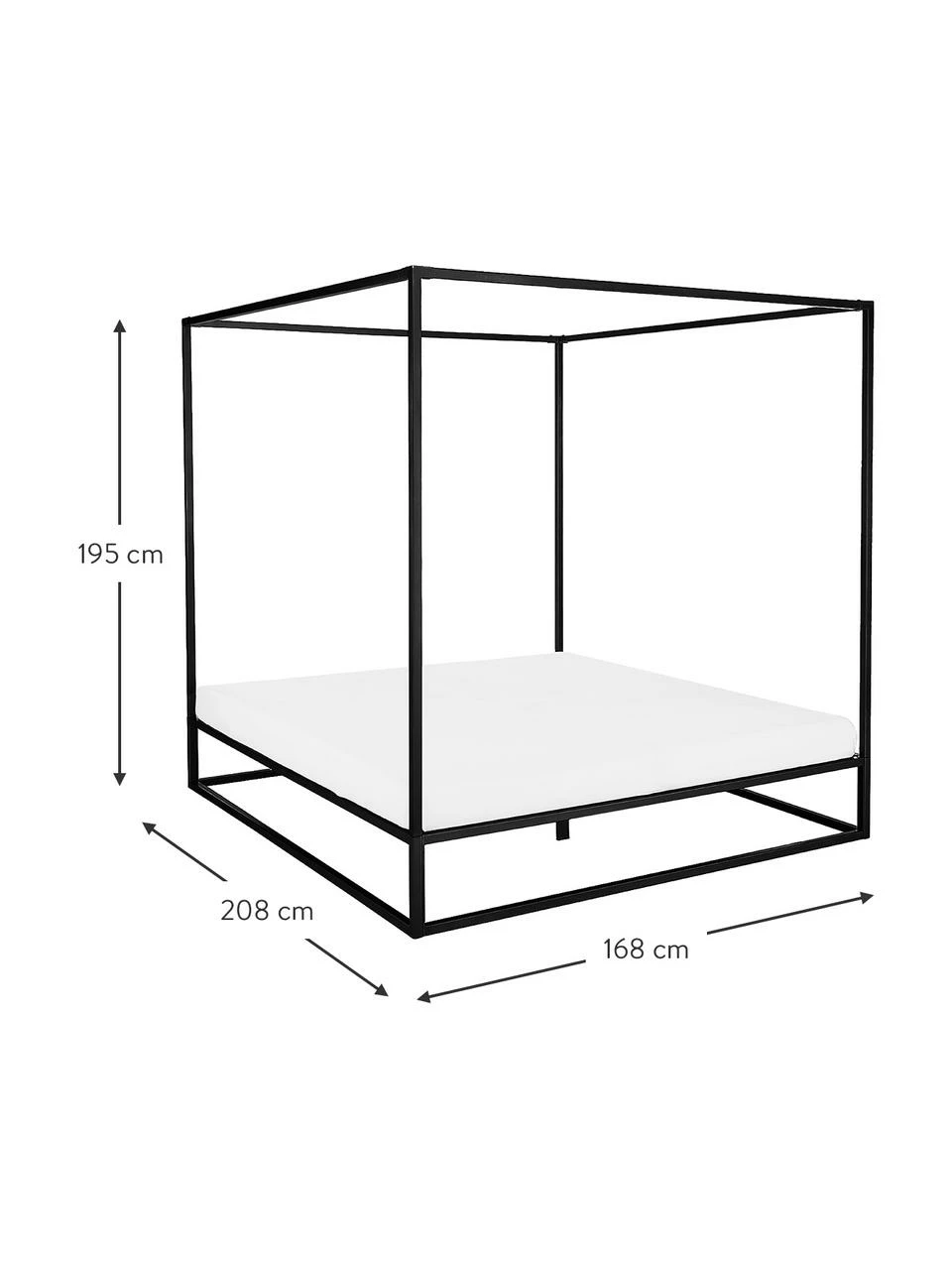 Westwing Collection Lit à baldaquin noir Belle, 160 x 200 cm â Image 3