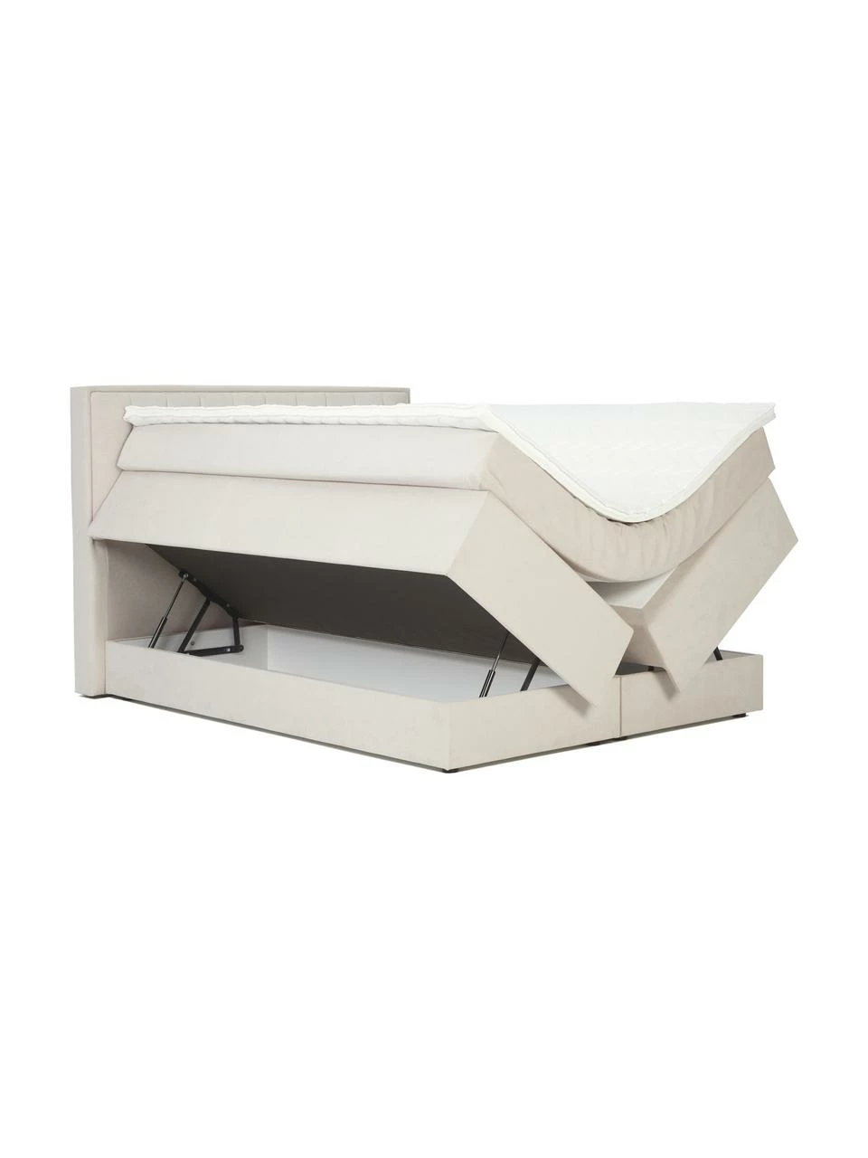 Westwing Collection Lit à sommier tapissier crème avec rangement Livia, larg. 140 x long. 200 cm, indice de fermetĂ© 2 â Image 5