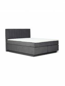 Westwing Collection Lit à sommier tapissier gris foncé avec rangement Livia, larg. 140 x long. 200 cm, indice de fermeté 2