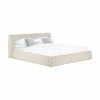 Westwing Collection Lit capitonné en tissu beige foncé Cloud, 160 x 200 cm