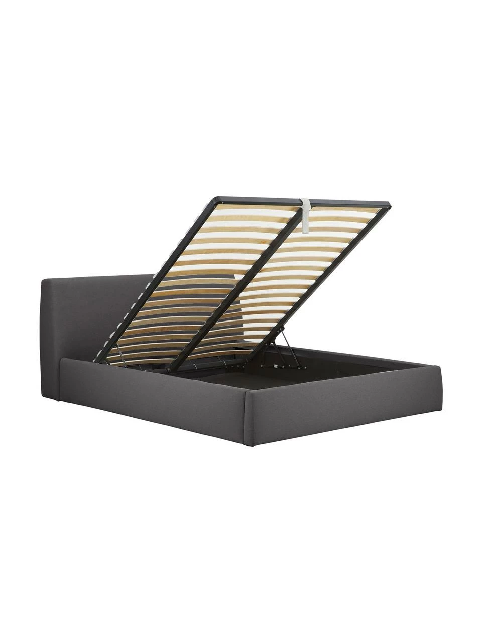 Westwing Collection Lit coffre capitonné en tissu anthracite Cloud, 140 x 200 cm â Image 4