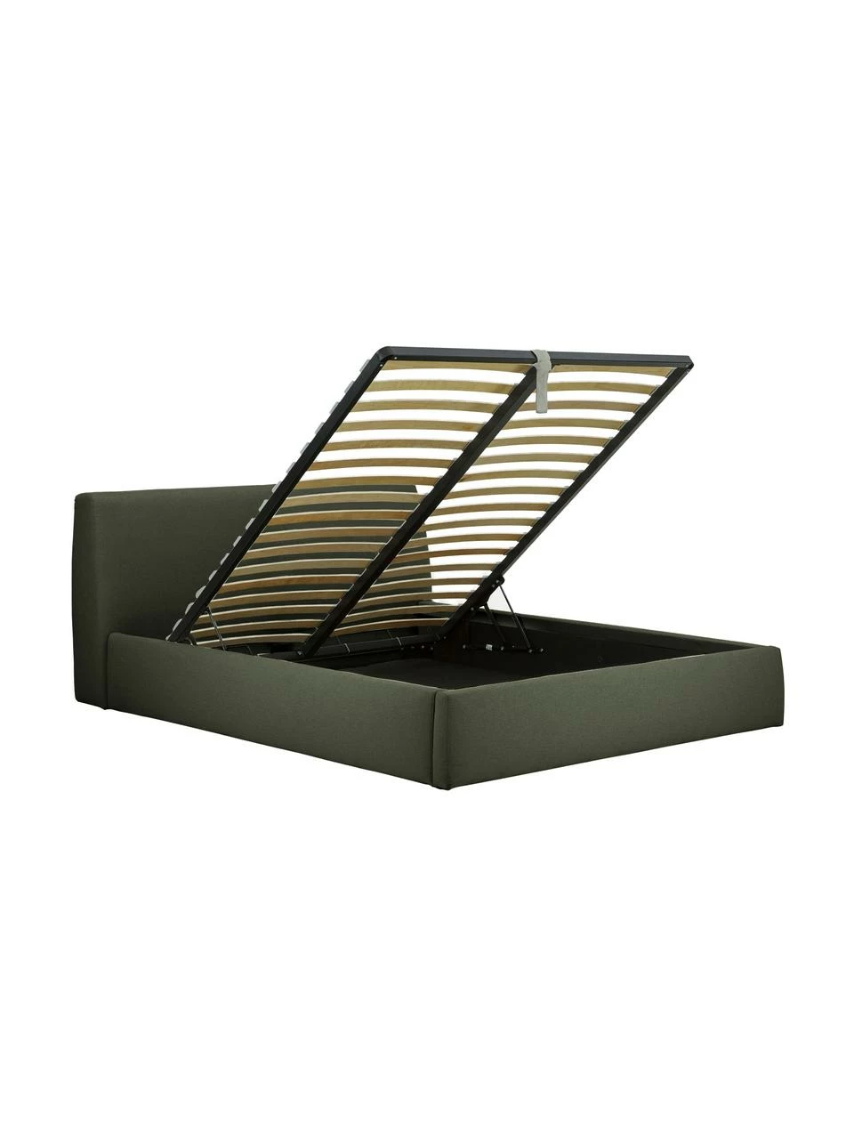 Westwing Collection Lit coffre capitonné en tissu vert foncé Cloud, 140 x 200 cm – Image 4