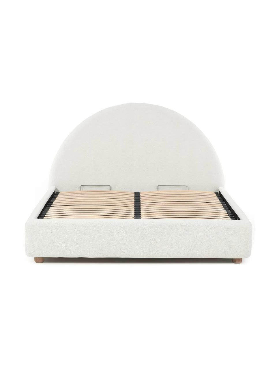 Westwing Collection Lit en tissu bouclé capitonné crème avec rangement Ebba, 140 x 200 cm – Image 6