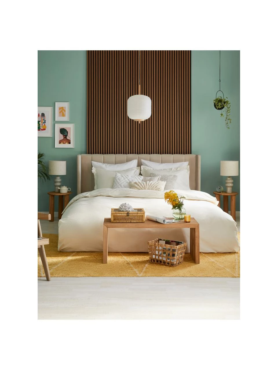 Westwing Collection Lit en tissu capitonné beige Dusk, 140 x 200 cm â Image 2