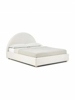 Westwing Collection Lit en tissu capitonné beige avec rangement Ebba, 140 x 200 cm