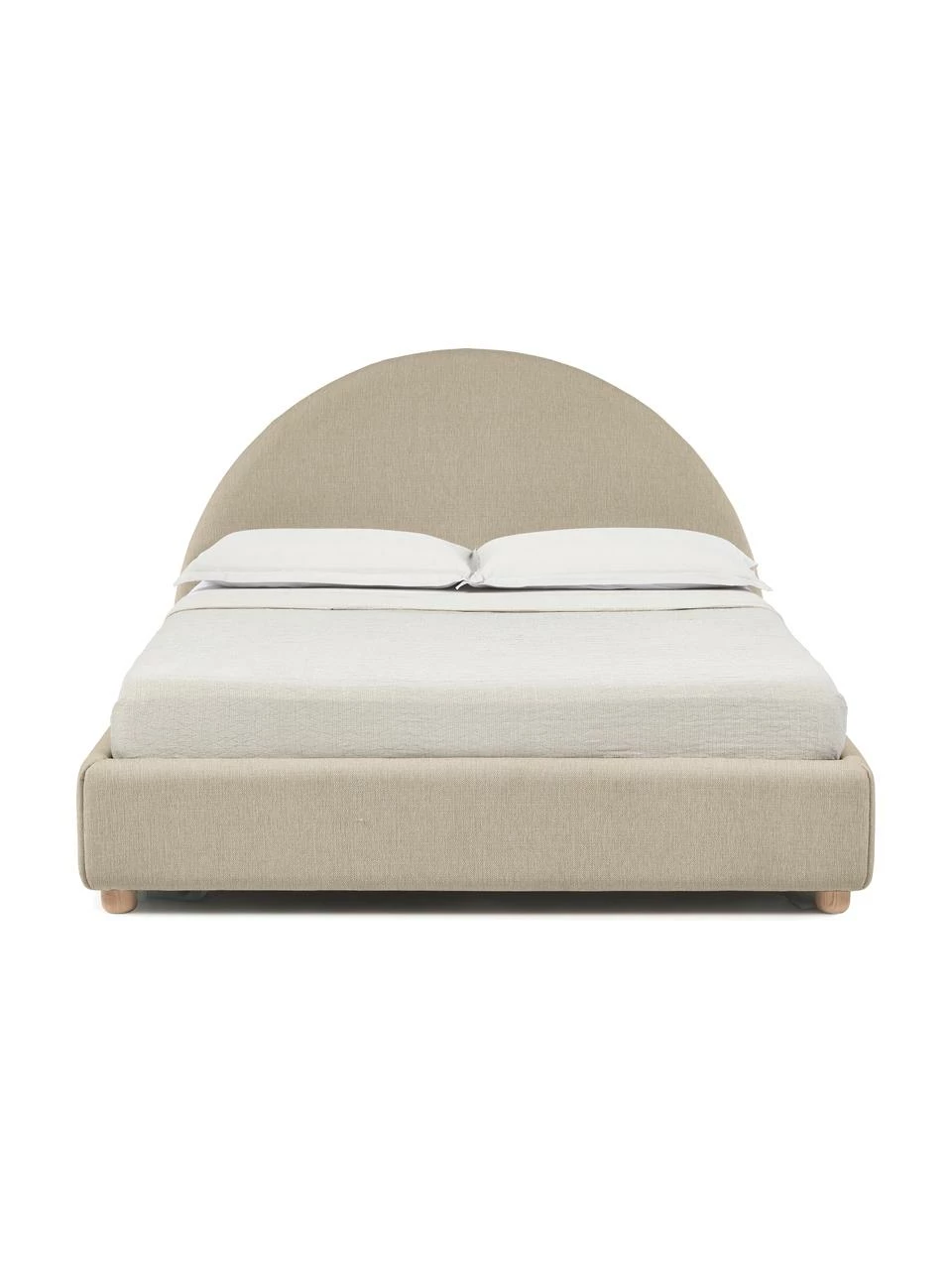 Westwing Collection Lit en tissu capitonné beige foncé avec rangement Ebba, 140 x 200 cm – Image 4