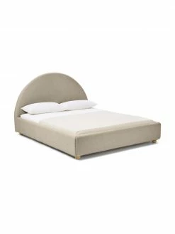 Westwing Collection Lit en tissu capitonné gris Ebba, 140 x 200 cm