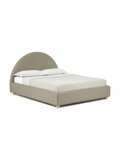 Westwing Collection Lit en tissu capitonné gris avec rangement Ebba, 140 x 200 cm