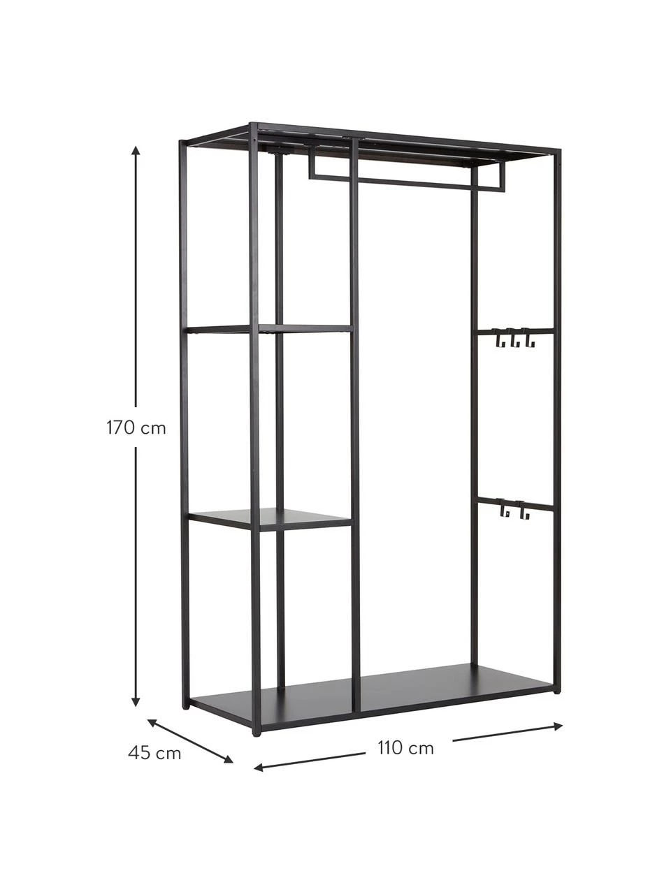Penderie ouverte métallique Preston, larg. 110 x haut. 170 cmDisponibilité limitée – Image 2