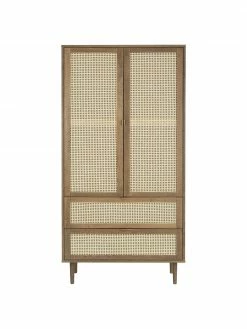 Westwing Collection Petite armoire en cannage 2 portes Aries, larg. 100 x haut. 194 cm