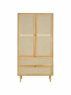 Westwing Collection Petite armoire en cannage 2 portes Aries, larg. 100 x haut. 194 cm