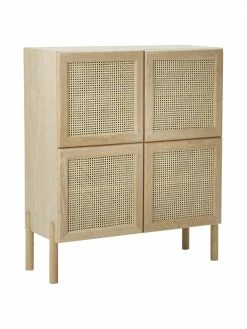 Westwing Collection Rangement bois de chêne avec cannage Jolie, larg. 106 x haut. 127 cm