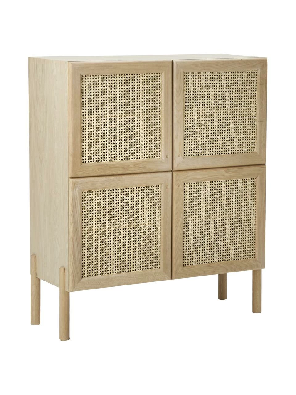 Westwing Collection Rangement bois de chêne avec cannage Jolie, larg. 106 x haut. 127 cm