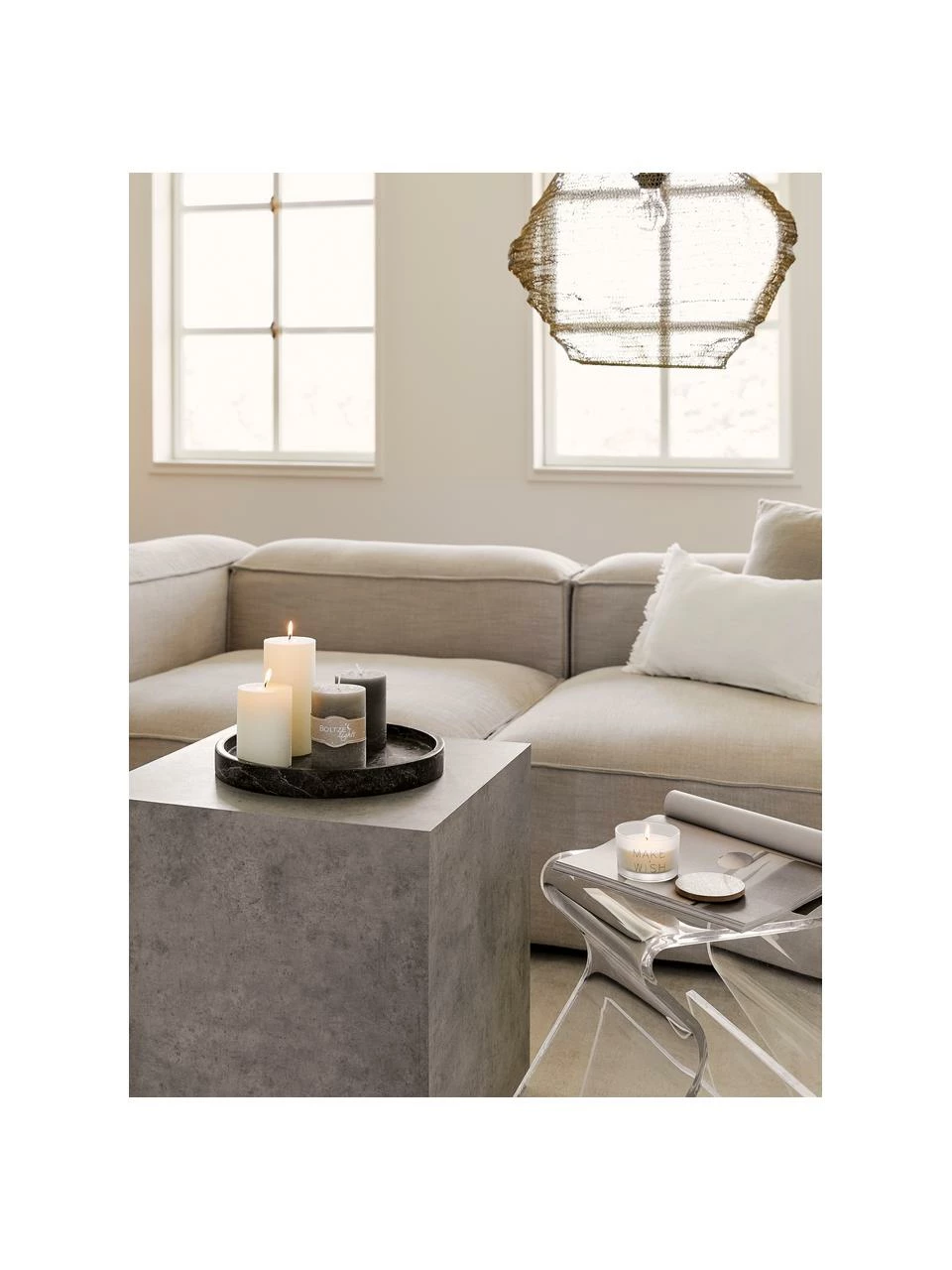 Westwing Collection Table d'appoint aspect béton Lesley, larg. 45 x haut. 50 cm – Image 2