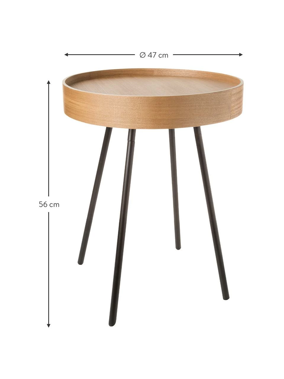 Zuiver Table d'appoint avec plateau amovible Oak Tray, Ø 47 x haut. 56 cm – Image 3