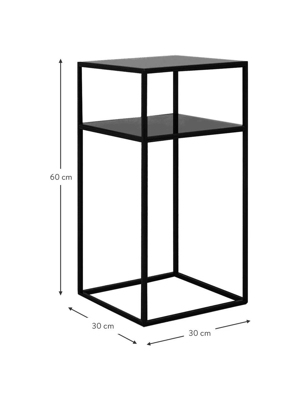 Table d'appoint en métal, noire Tensio, larg. 30 x prof. 30 cm – Image 3