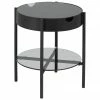 Table d'appoint en verre avec rangement Tipton, Ø 45 x haut. 50 cm