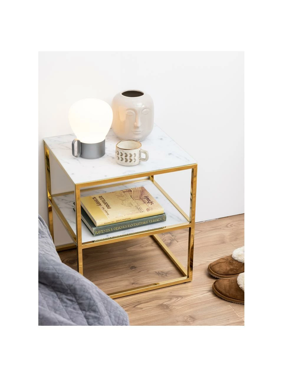 Table d'appoint en verre marbré Aruba, larg. 40 x haut. 51 cm â Image 2