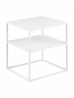 Westwing Collection Table d'appoint industrielle en métal blanc avec tablette Neptun, larg. 45 x prof. 40 cm