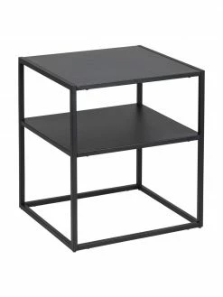Westwing Collection Table d'appoint industrielle en métal noir avec tablette Neptun, larg. 45 x prof. 40 cm