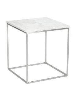 Westwing Collection Table d'appoint marbre Alys, larg. 45 x haut. 50 cm