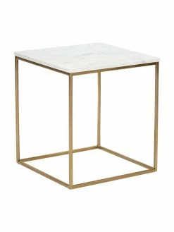 Westwing Collection Table d'appoint marbre Alys, larg. 45 x haut. 50 cm