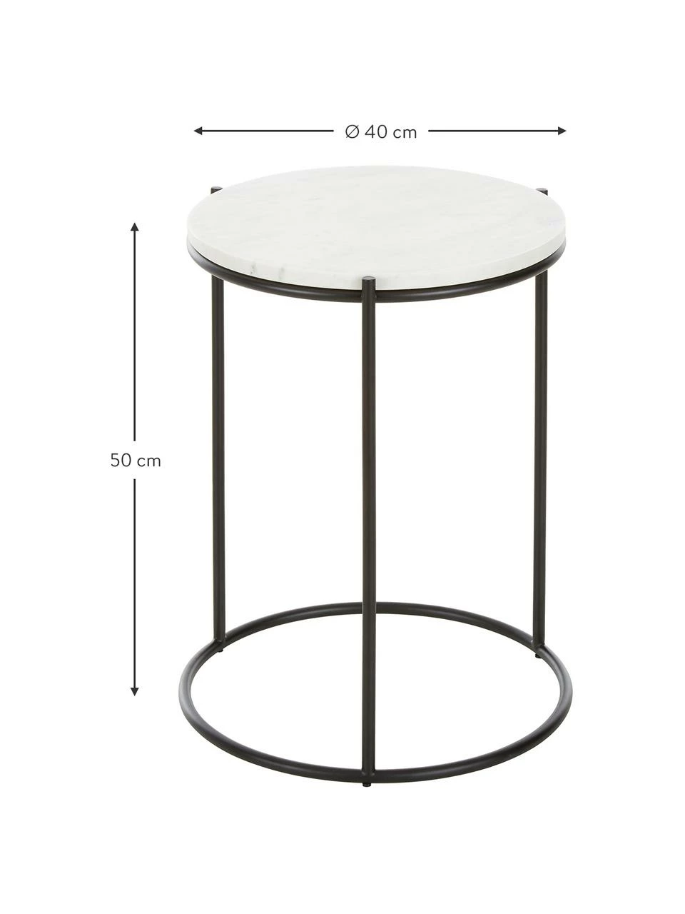 Westwing Collection Table d'appoint ronde en marbre Ella, Ă 40 x haut. 50 cm â Image 3