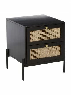 Westwing Collection Table de chevet avec tiroirs en cannage Vienna, larg. 45 x haut. 55 cm