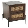 Westwing Collection Table de chevet avec tiroirs en cannage brun foncé Vienna, larg. 45 x haut. 55 cm