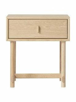 Westwing Collection Table de chevet bois de chêne avec tiroir Diana, larg. 50 x haut. 55 cm