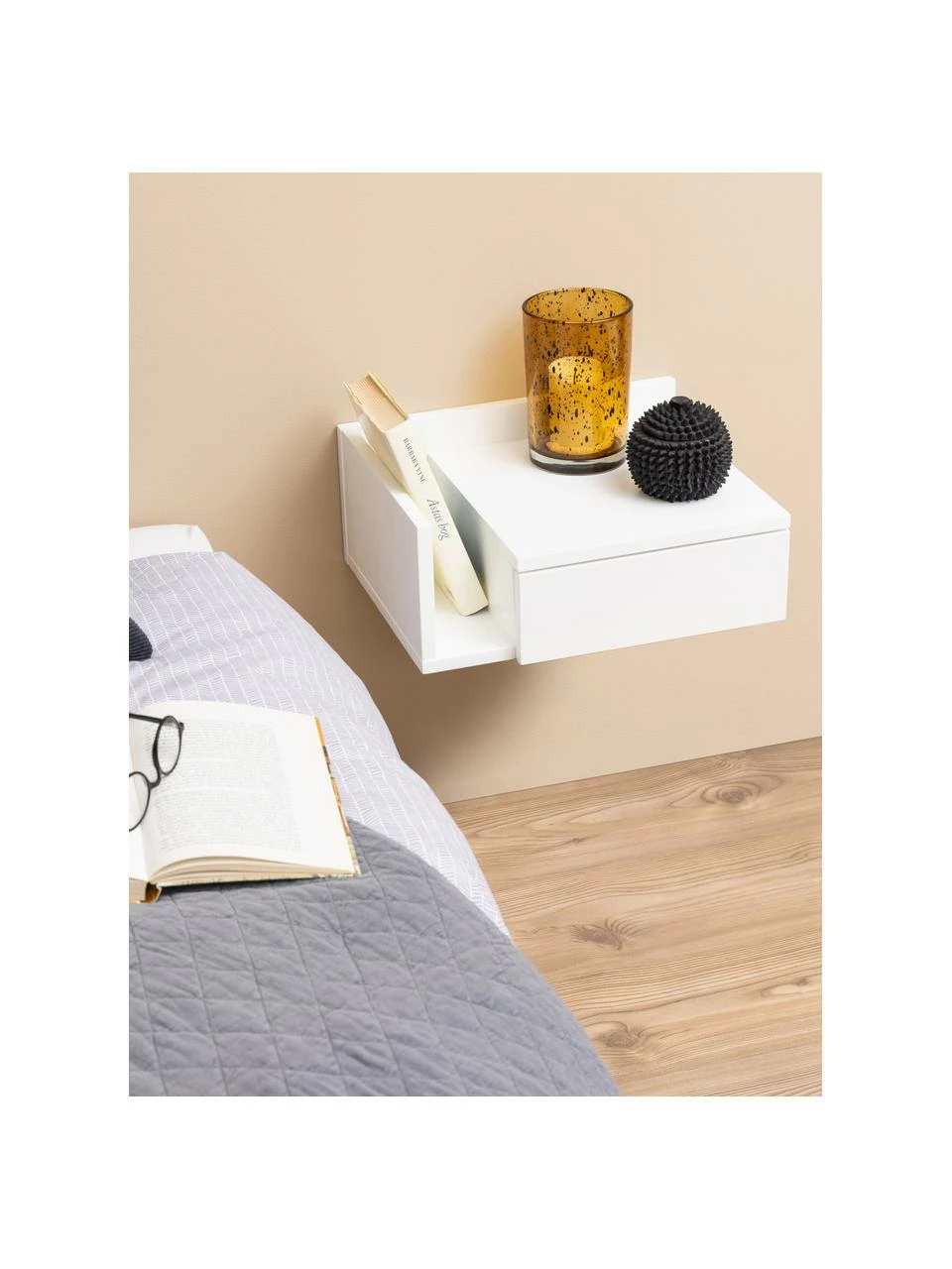 Table de chevet murale avec tiroir Ashlan, larg. 40 x haut. 17 cm – Image 2