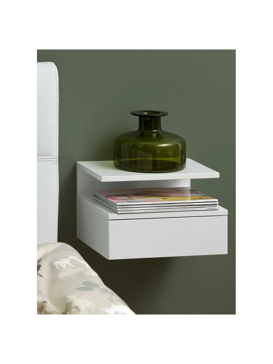 Table de chevet murale avec tiroir Ashlan, larg. 35 x haut. 23 cm – Image 2