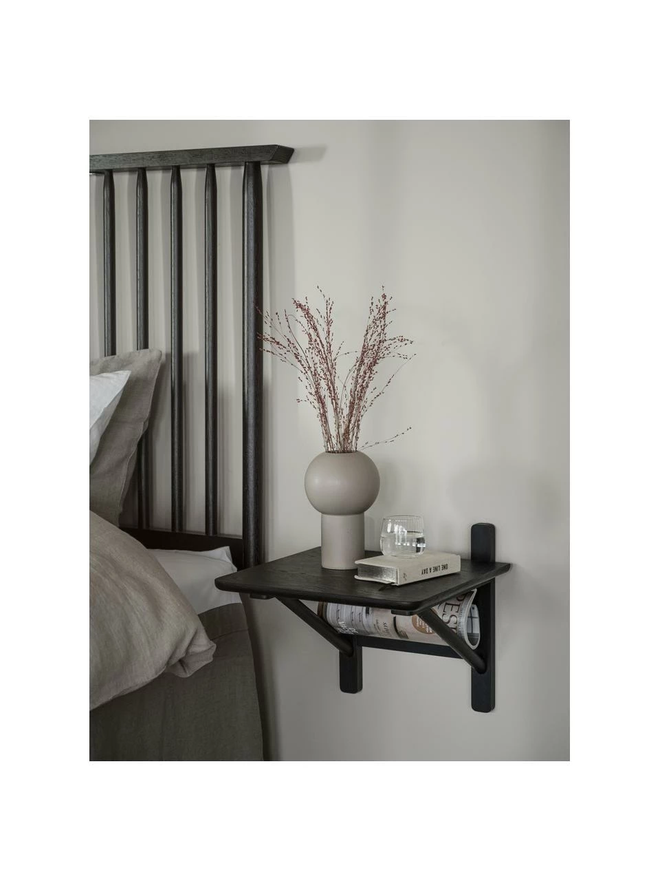 Rowico Table de chevet murale bois de chêne noir Camrose, larg. 40 x haut. 35 cm – Image 2