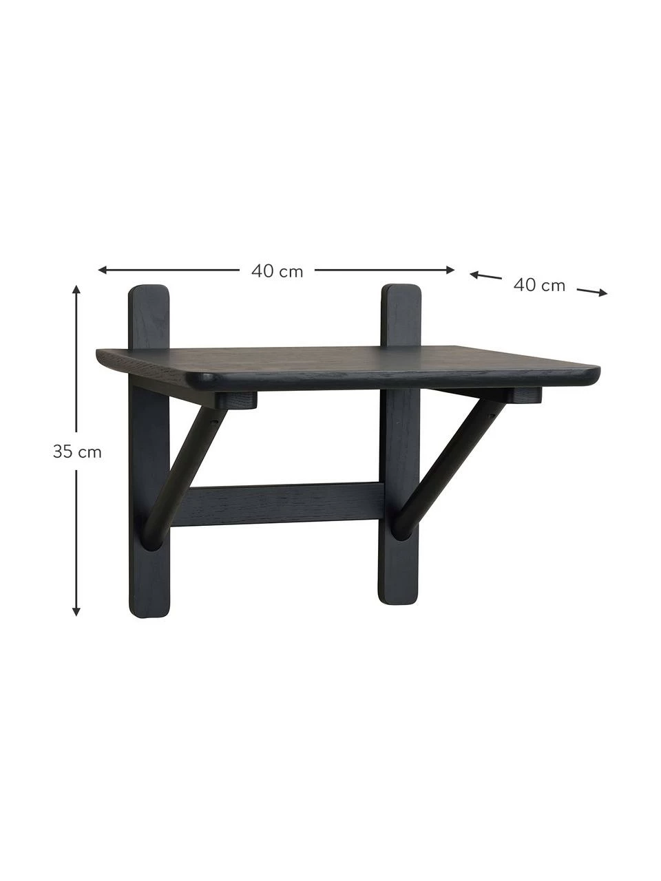 Rowico Table de chevet murale bois de chêne noir Camrose, larg. 40 x haut. 35 cm – Image 3