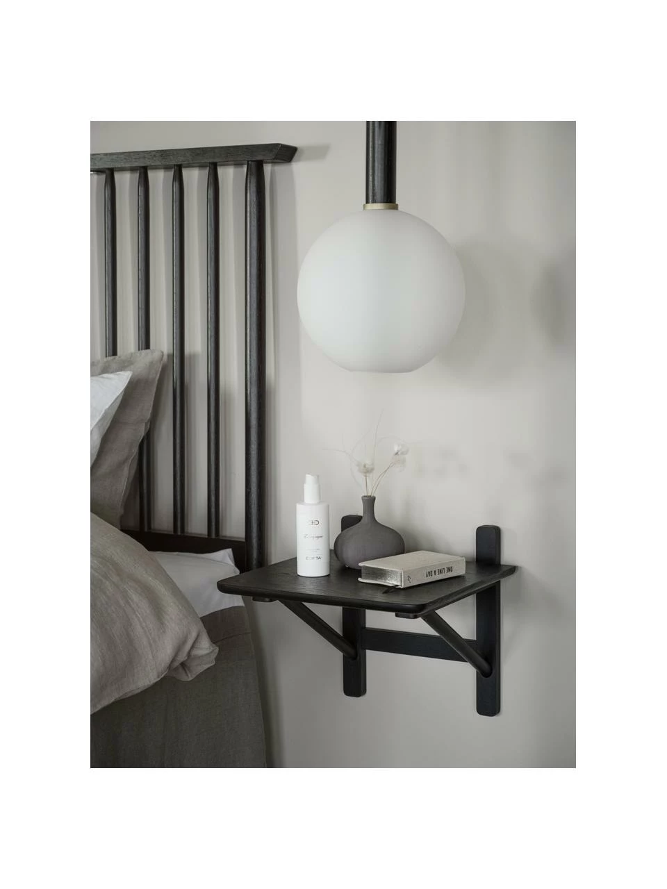 Rowico Table de chevet murale bois de chêne noir Camrose, larg. 40 x haut. 35 cm – Image 5