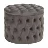 Westwing Collection Tabouret rond velours gris fonc&eacute; avec rangement Chiara, Ø 50 x haut. 42 cmSeulement 1 produit disponible