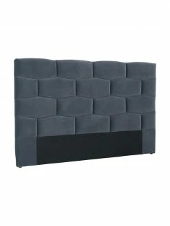 Tête de lit capitonnée velours gris-bleu Teggan, larg. 183 x haut. 115 cm