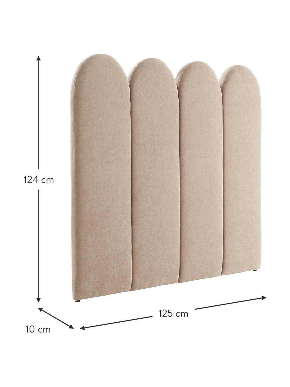 Tête de lit rembourrée chenille Miami, larg. 125 x haut. 124 cm – Image 3