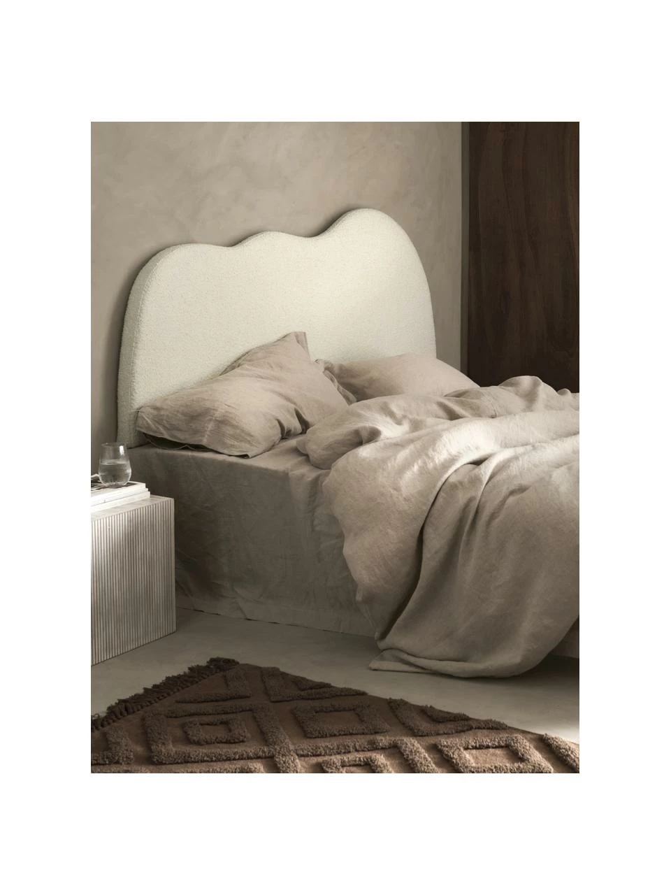 Tête de lit rembourrée tissu bouclé blanc Wave, larg. 184 x haut. 80 cm â Image 2