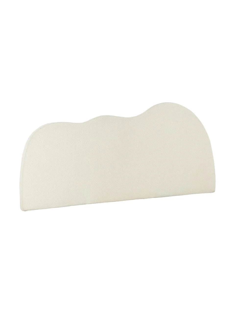 Tête de lit rembourrée tissu bouclé blanc Wave, larg. 184 x haut. 80 cm